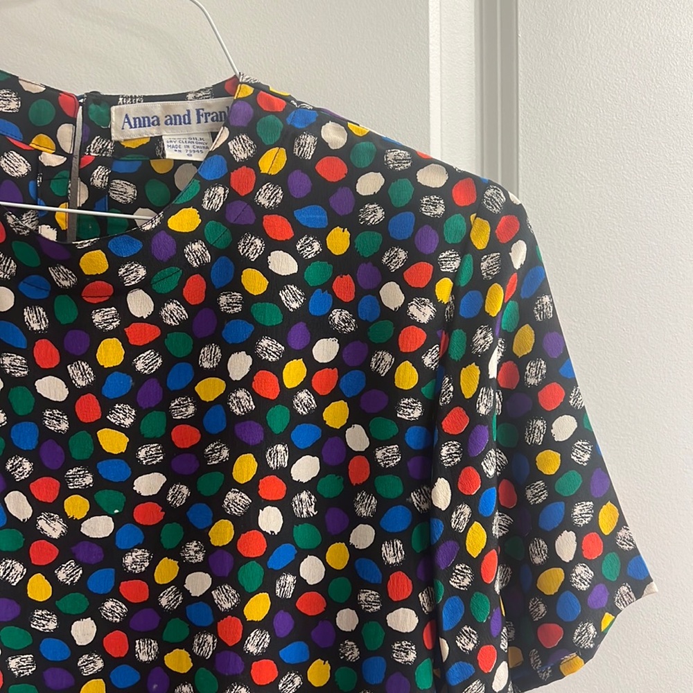 Polka dot vintage style crew neck top